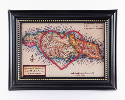 Hand Embroidered Map - Jamaica