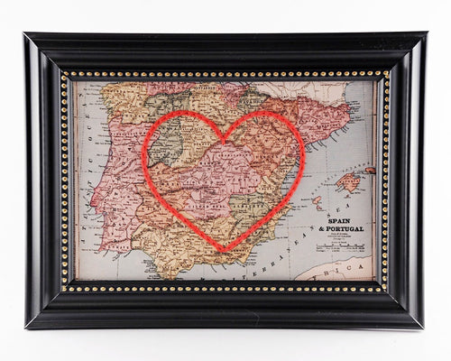 Hand Embroidered Map - Spain & Portugal