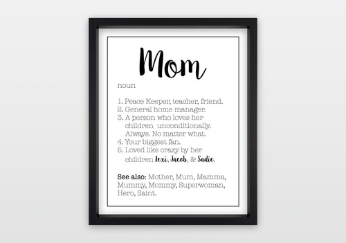 Definition of Mom - Personalized Print
