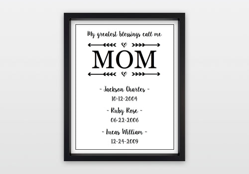 My Greatest Blessings (Mom) - Personalized Print