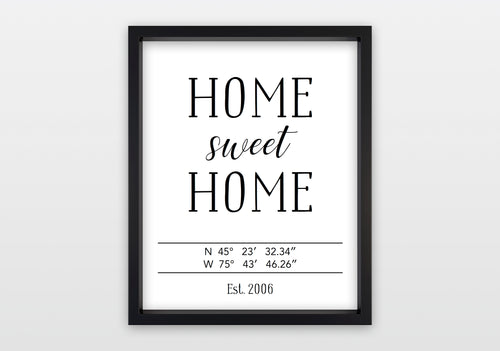 GPS Home Sweet Home Sign - Personalized Print