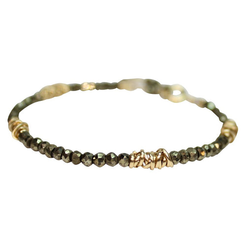Pyrite and Gold Twist Stackable Bracelet