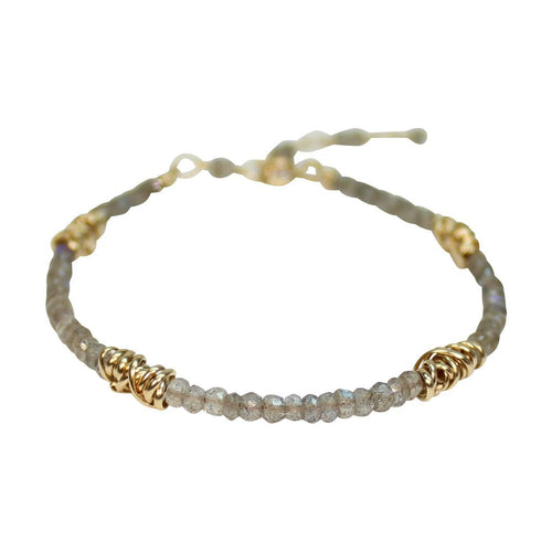 Labradorite and Gold Twist Stackable Bracelet