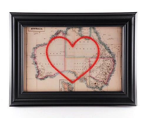Hand Embroidered Map - Australia