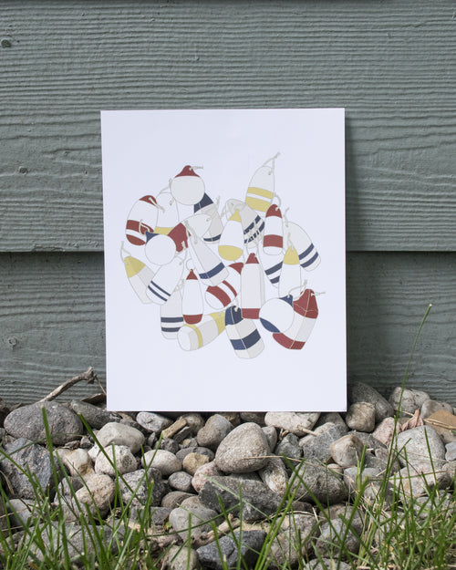 Red, Blue and Yellow Buoys Nautical Print