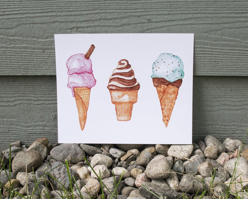 Trio of Ice Cream Cones Print