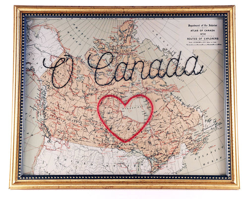 Hand Embroidered Map - O Canada