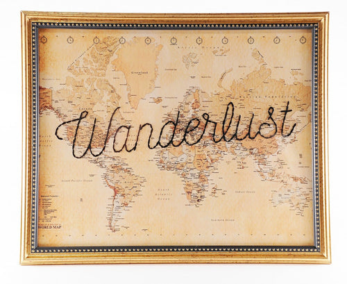 Hand Embroidered Map - Wanderlust